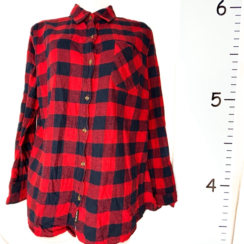 Field & Stream Red/Blue Flannel Plaid Button-down Shirt‎ Women's Large